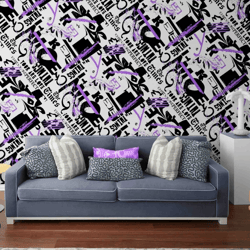 modern purple wallpaper self-adhesive mural wallpaper graffiti wall paper art
