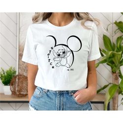 stitch t-shirt, stitch adult tee, stitch cute shirt, stitch mickey head shirt, stitch women shirt.