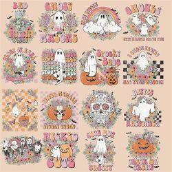 retro halloween bundle, retro halloween svg, groovy halloween sublimation designs, hippie halloween png, spooky babe png