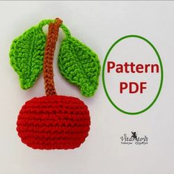 toy cherries stuffed fruits crochet amigurumi pattern