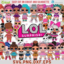 bundle of lol surprise dolls svgs: baby doll, lol doll, and png files