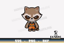 little cartoon rocket raccoon svg cut files cricut chibi guardians of the galaxy png image kawaii dxf file