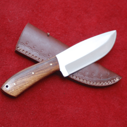 custom d2 steel handmade hunting knife with leather sheath