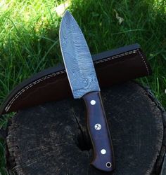 damascus skinner knife , custom  hand made damascus steel skinner  knife