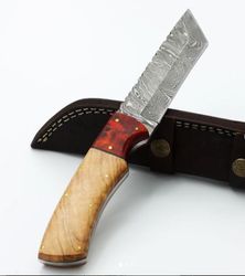 damascus tanto knife , custom made damascus steel hand made tanto hunting knife