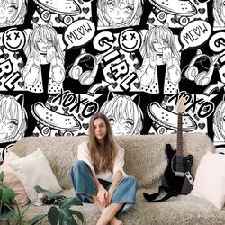 anime wallpaper mural girl bedroom decor anime murals anime girl wallpaper