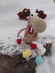 new year's deer is crocheted. amigurumi moose.