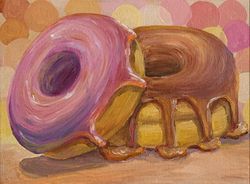 donuts original painting / food painting / donuts wall art 