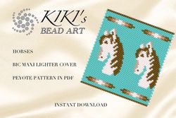 Lighter Cover pattern Peyote Pattern, bead pattern for BIC MAXI LIGHTER COVER Horses beading pattern in PDF