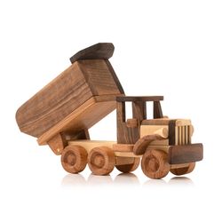 kindwoodpecker / wooden truck toys car for toddlers, unpainted, safe to play