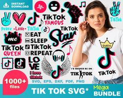 1000 tik tok logo bundle, tik tok vector, tik tok svg, tik tok cut file, tik tok png, dxf, vinyl, tshirt, birthday, phon