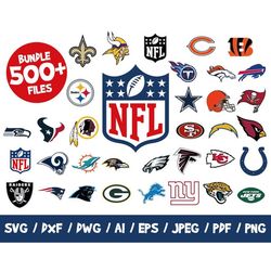 nfl football logos 500 bundle nfl football clipart nfl svg files nfl cricut files nfl teams cutting, vector, vinyl, eps,