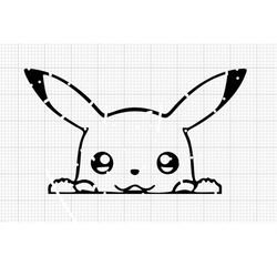 pokemon svg, pikachu svg, pikachu vector, pikachu black and white, cricut files, pikachu car decal svg