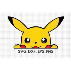 pokemon svg, pikachu svg, pikachu vector, pikachu layered, cricut files, dxf, png, eps, pikachu car decal svg