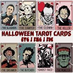 horror characters tarot card svg, horror svg, horror friends svg, halloween svg, cricut cut files, instant download