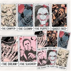 horror characters tarot card svg, horror svg, horror friends svg, halloween svg, cricut cut files, instant download