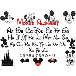 mouse alphabet svg bundle, magical mouse font and clipart svg , png, pdf, digital file download