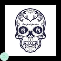 mlb new york yankees skull svg, new york yankees digital download