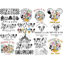 15 retro mickey & friends svg bundle, family vacation png, family trip svg, vacay mode png, magic kingdom svg, mickey pn