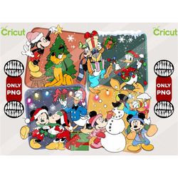 mouse and friends surprise christmas png, merry christmas png, family vacation christmas png, xmas png, santa hat png, f