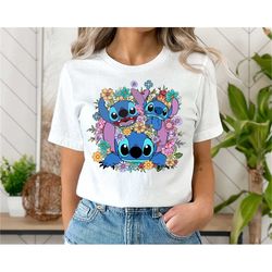 stitch flowers shirt, stitch spring t-shirt, stitch cute shirt,stitch funny shirt.