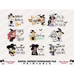 bundle halloween princess png, spooky vibes png, bat, witch png, png files for cricut sublimation