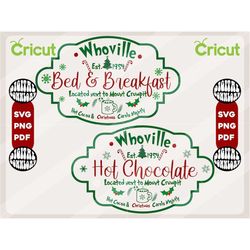 bundle christmas bed and breakfast svg, hot chocolate svg, christmas svg, christmas sign svg, christmas logo png, holida