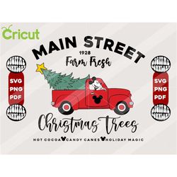 christmas main street sign, mickey's christmas tree farm truck sign svg, mickey christmas truck sign, cut file, png, svg