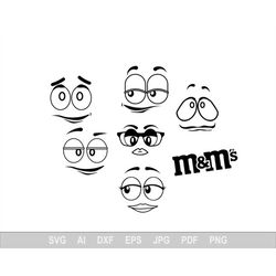 m and m svg, m and m's svg files for cricut, faces dxf cut file, face vector, eps, png, ipg, gray nut