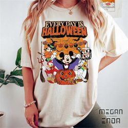 Retro Comfort Colors Everyday is Halloween Shirt, Comfort Colors Disney Halloween Shirt, Vintage Mickey and Friends Hall