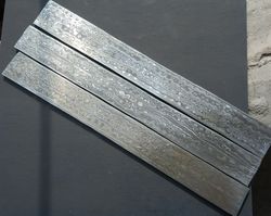 lot of 3 pieces custom hand forged damascus steel billets , damascus raindrops pattern billet for knife making