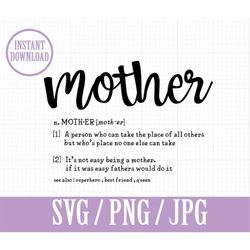 mother definition - mothers day gift funny - svg, png, jpg - instant file download