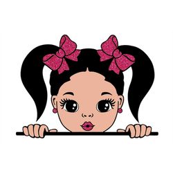 peekaboo girl svg, white girl magic, glitter png, sweet girl svg, princess girl svg, pigtail hair, cute girl svg, svg cu