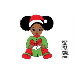 black baby christmas svg, christmas girl svg, gift for christmas, afro girl svg, peekaboo girl svg, afro baby girls, svg