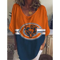 chicago bears printed top with round neck and half sleeves