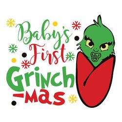 baby's first grinchmas, baby's first christmas, xmas, infant, baby, design, tshirt, onsie, pajamas rompers, stocking, gi