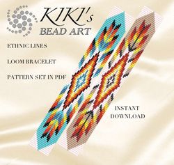 bead loom pattern ethnic lines ethnic inspired loom bracelet pattern design in pdf instant download