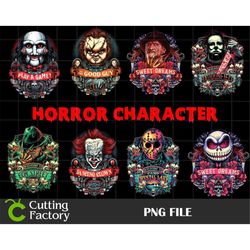 horror characters clipart bundle, horror character png bundle, halloween png, horror movies clipart, killer png, t shirt