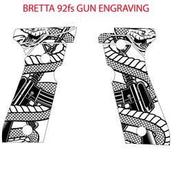 biretta 92fs gun grip snake design svg laser engraving vector file