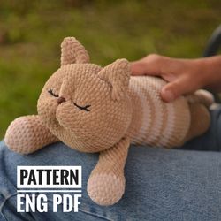 sleeping cat crochet pattern, plush cat, amigurumi cat