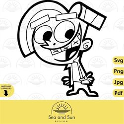 vector chester mcbadbat svg clip art files, fairly odd parents, ears, digital, download, tshirt cut file svg iron on, tr