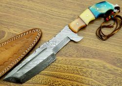 custom handmade damascus steel tracker knife personalized knife | groomsman gift | camping knife | outdoor knife