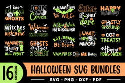 16 designs hallowen svg bundles