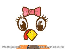 turkey face eyelashes ribbon cute thanksgiving girls women png, sublimation copy