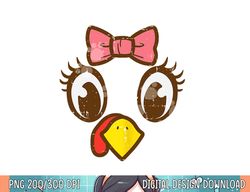 turkey face eyelashes ribbon cute thanksgiving girls women png, sublimation copy