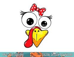 turkey face girl red bow kids youth thanksgiving png, sublimation copy