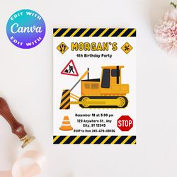 dump truck invitation, construction invitation , dump truck birthday invitation, construction birthday invitation