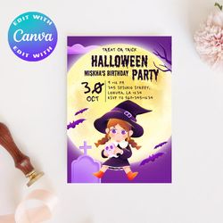 halloween invitation, halloween birthday invitation, witch invitation, halloween party invitation, halloween invites
