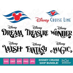 mouse cruise ship names logo bundle - treasure fantasy dream wish wonder magic | svg clipart digital download cricut cut