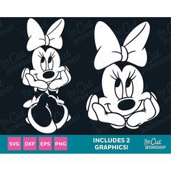 mouse bow cute silhouette | svg clipart images digital download sublimation cricut cut file png dxf eps